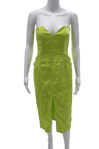 Mara Hoffman Women Pencil Dress Green Hemp Sweetheart Sleeveless Midi Size 00