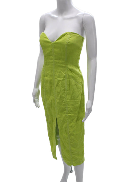 Mara Hoffman Women Pencil Dress Green Hemp Sweetheart Sleeveless Midi Size 00