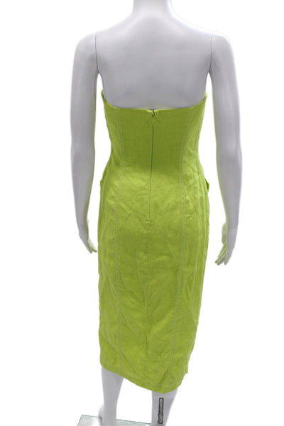 Mara Hoffman Women Pencil Dress Green Hemp Sweetheart Sleeveless Midi Size 00