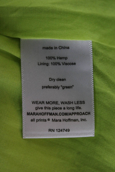 Mara Hoffman Women Pencil Dress Green Hemp Sweetheart Sleeveless Midi Size 00