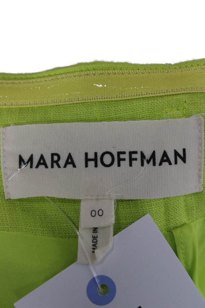 Mara Hoffman Women Pencil Dress Green Hemp Sweetheart Sleeveless Midi Size 00