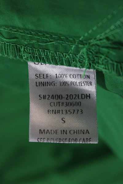 Olivaceous Women Fit & Flare Dress Green Square Neck Cotton Sleeveless Size S