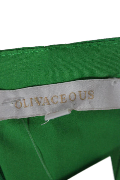 Olivaceous Women Fit & Flare Dress Green Square Neck Cotton Sleeveless Size S