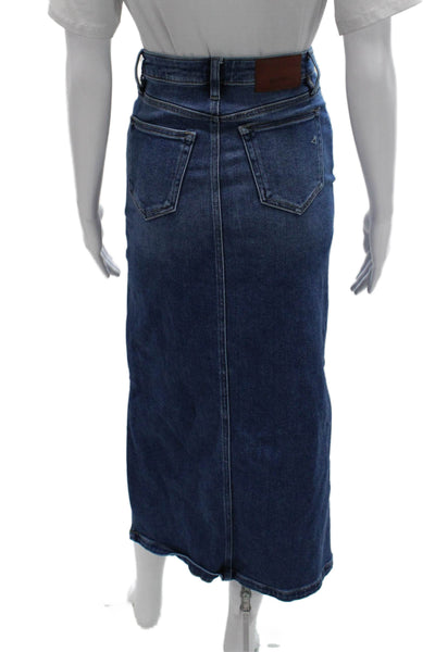 Hidden Women Straight Pencil Skirt Blue Cotton Blend Long Size XS