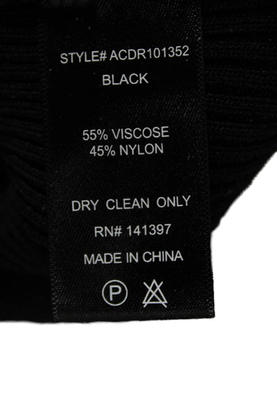 ASTR Women Bodycon Black Viscose Mock Neck Long Sleeve Short Dress Size S