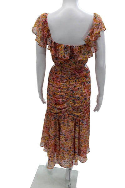 ASTR Womens Pink Sweetheart Bodycon Midi Dress Short Sleeve Polyester Size S