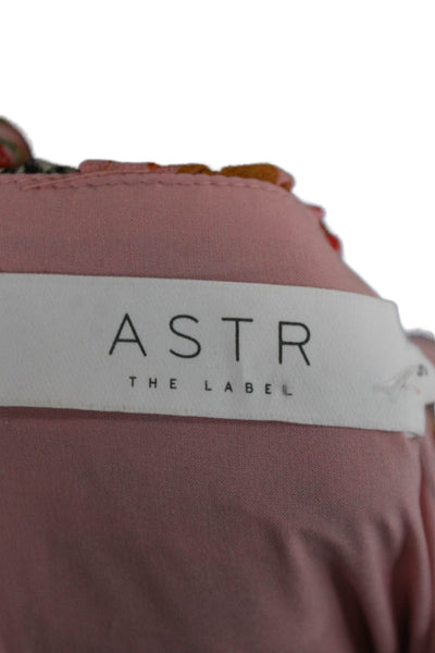 ASTR Womens Pink Sweetheart Bodycon Midi Dress Short Sleeve Polyester Size S