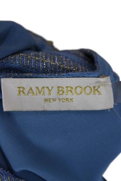 Ramy Brook Womens Romper Blue Halter Chevron Short Sleeveless Size XS