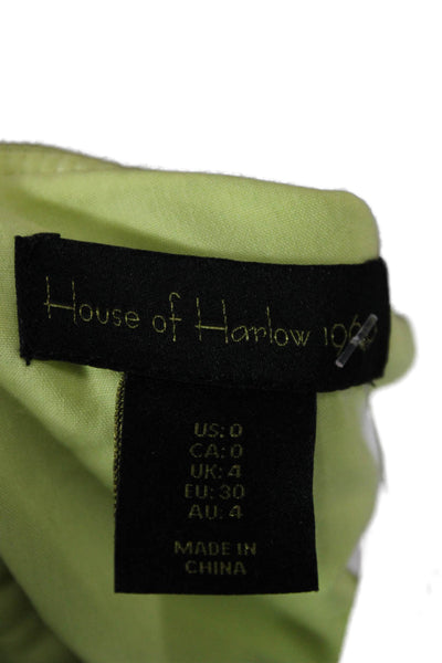 House of Harlow 1960 Women Cropped Linen Halter Tank Green Sleeveless Size 0
