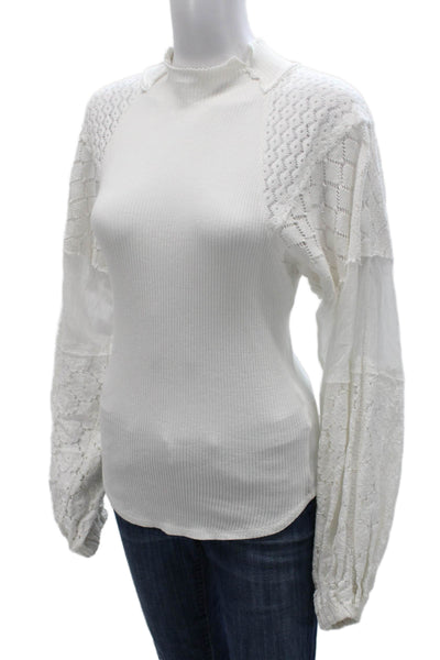 Free People Womens Basic Mock Neck Cotton Long Sleeve Blouse Size S