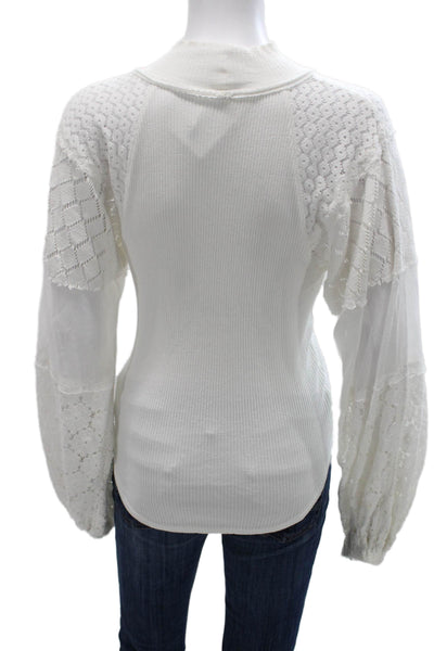 Free People Womens Basic Mock Neck Cotton Long Sleeve Blouse Size S