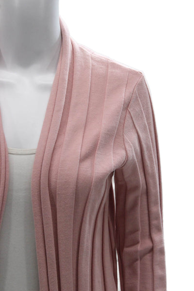 Stateside Women Pink Striped V-Neck Cotton Long Sleeve Cardigan Size S