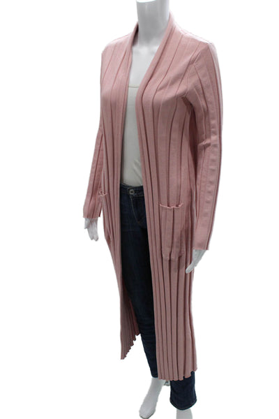 Stateside Women Pink Striped V-Neck Cotton Long Sleeve Cardigan Size S