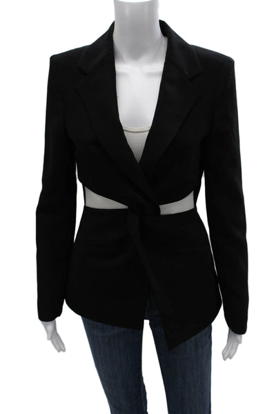Amanda Uprichard Womens Basic Jacket Black Polyester Tie Long Sleeve Size S