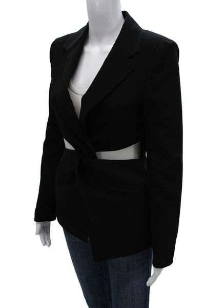 Amanda Uprichard Womens Basic Jacket Black Polyester Tie Long Sleeve Size S