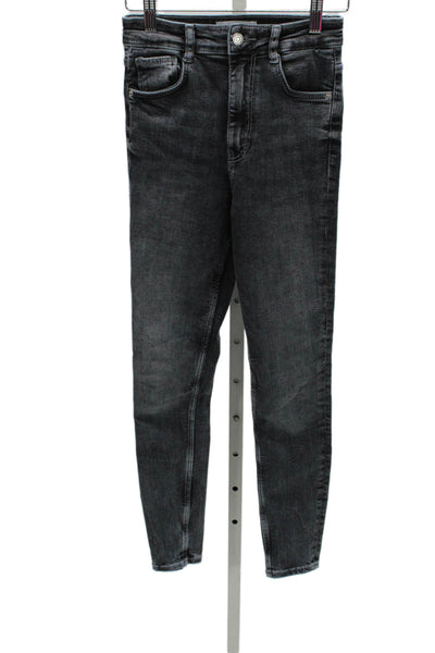 Zara Women Skinny High Waist Gray Cotton Jeans Zip Inseam 26in Size 4