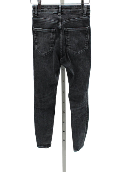 Zara Women Skinny High Waist Gray Cotton Jeans Zip Inseam 26in Size 4