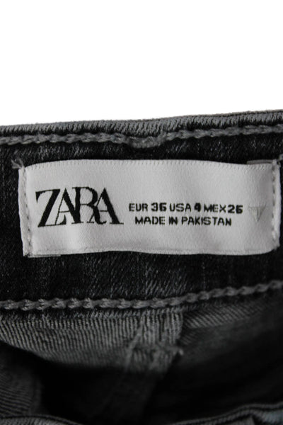 Zara Women Skinny High Waist Gray Cotton Jeans Zip Inseam 26in Size 4