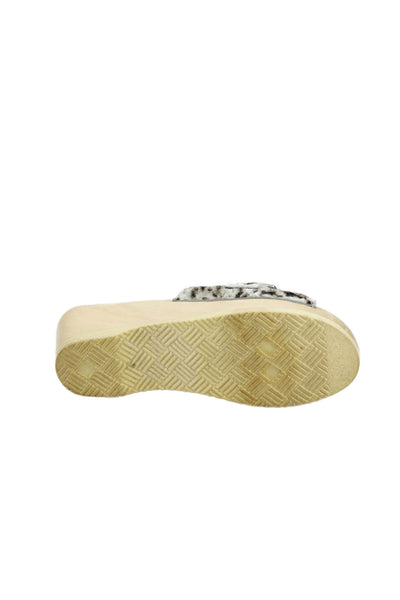 No 6 Womens Animal Print Slide On Clog Sandals White Brown Size 39 9