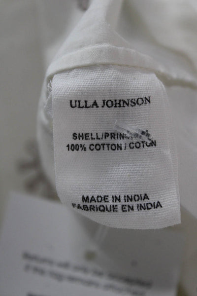 Ulla Johnson Womens White Floral Sundress Cotton Short Sleeve Round Neck Size 0