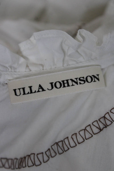 Ulla Johnson Womens White Floral Sundress Cotton Short Sleeve Round Neck Size 0