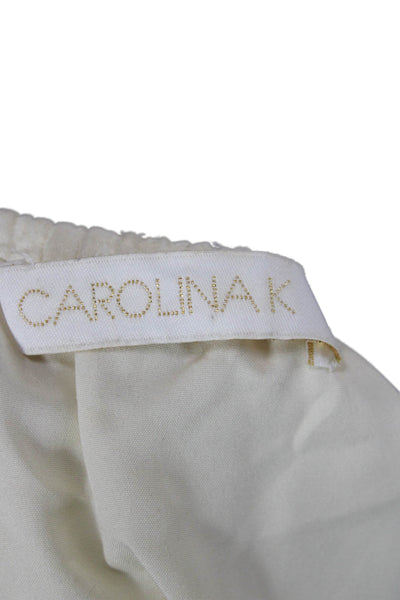 Carolina K Womens Shift Dress Ivory Boatneck 3/4 Sleeve Knee Size S