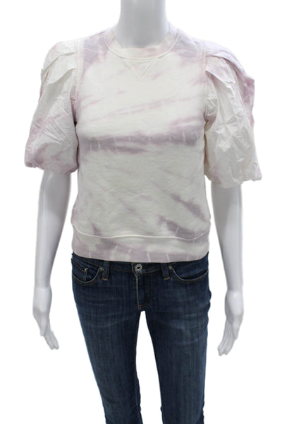 Ulla Johnson Womens Pullover Batik Cotton Crew Neck Short Sleeve White Size 0P