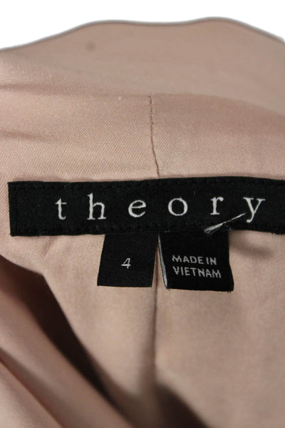 Theory Women Beige Long Sleeve Button Blazer Triacetate Size 4