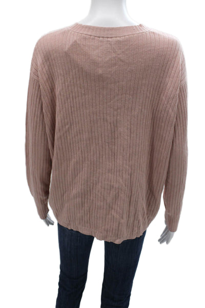 Eileen Fisher Women Organic Cotton Striped Crew Neck Pullover Pink Size XS