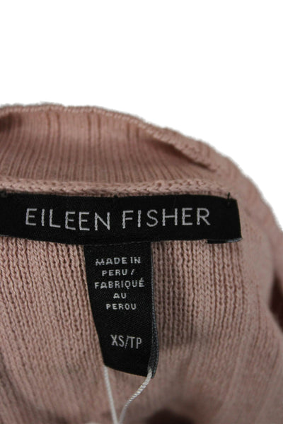 Eileen Fisher Women Organic Cotton Striped Crew Neck Pullover Pink Size XS