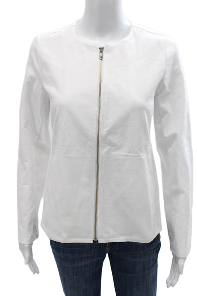 Eileen Fisher Womens Basic Jacket White Long Sleeve Zip Size XS