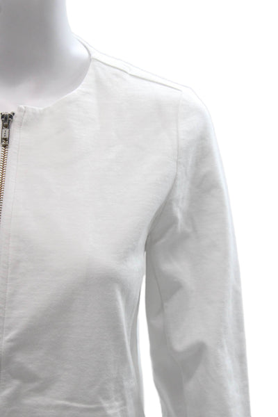 Eileen Fisher Womens Basic Jacket White Long Sleeve Zip Size XS