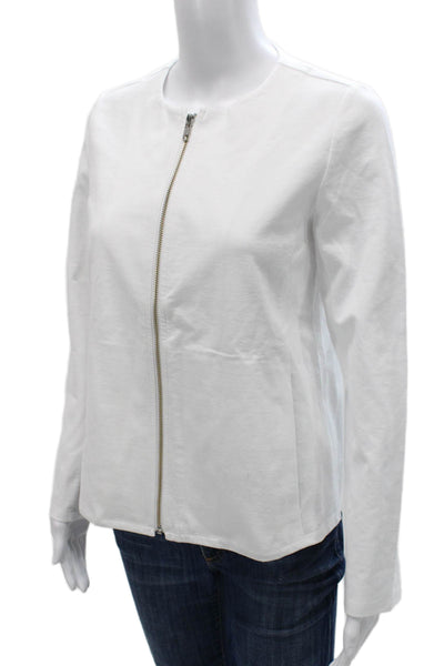 Eileen Fisher Womens Basic Jacket White Long Sleeve Zip Size XS