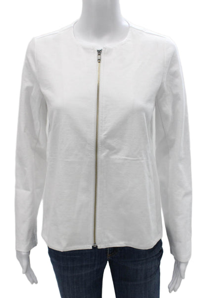 Eileen Fisher Women White Basic Jacket Zip Long Sleeve Organic Cotton Size S