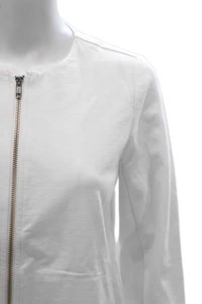Eileen Fisher Women White Basic Jacket Zip Long Sleeve Organic Cotton Size S