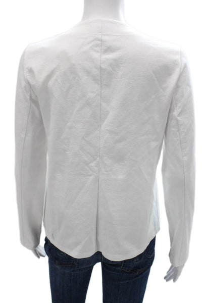 Eileen Fisher Women White Basic Jacket Zip Long Sleeve Organic Cotton Size S