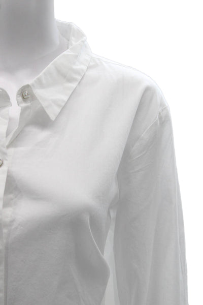 Eileen Fisher Womens Tunic Collared Long Sleeve Organic Cotton White Size XL