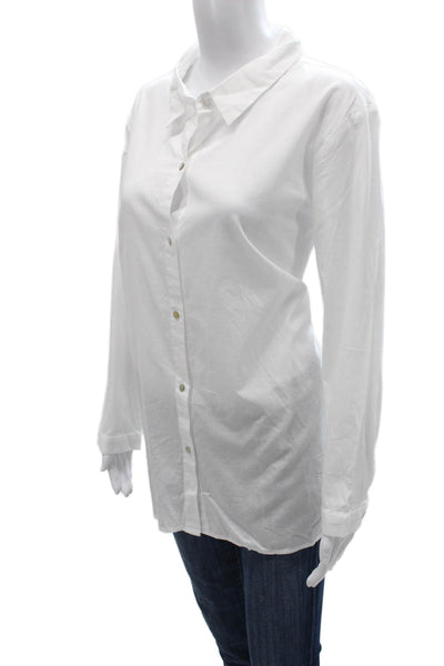 Eileen Fisher Womens Tunic Collared Long Sleeve Organic Cotton White Size XL