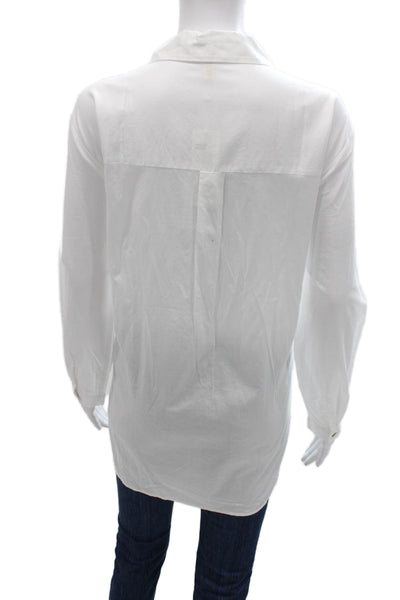Eileen Fisher Womens Tunic Collared Long Sleeve Organic Cotton White Size XL