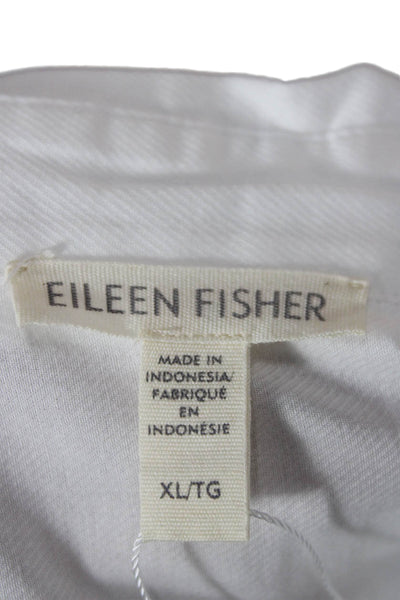 Eileen Fisher Womens Tunic Collared Long Sleeve Organic Cotton White Size XL