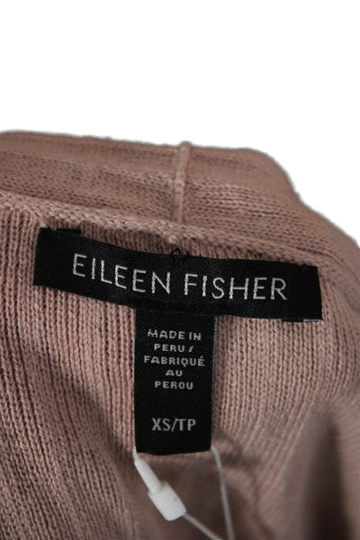Eileen Fisher Women Pink Striped Organic Cotton Cardigan Size XS