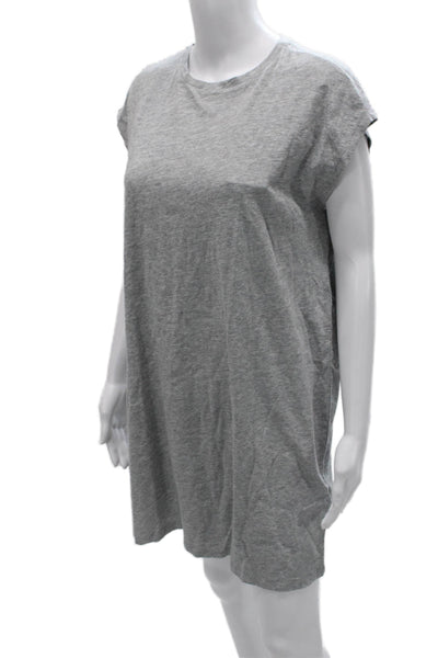 Eileen Fisher Women Gray T-Shirt Dress Short Sleeve Cotton Size XS
