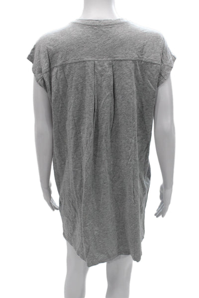 Eileen Fisher Women Gray T-Shirt Dress Short Sleeve Cotton Size XS