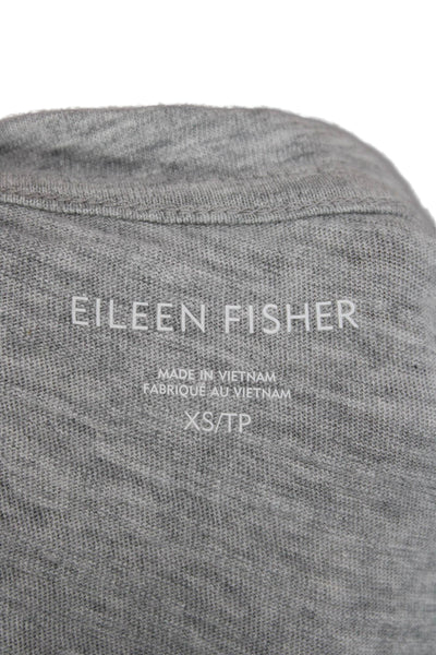 Eileen Fisher Women Gray T-Shirt Dress Short Sleeve Cotton Size XS