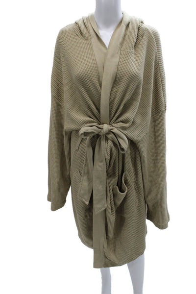 Polo Ralph Lauren Mens Cotton Blend Hooded Robe Tan Size L/XL