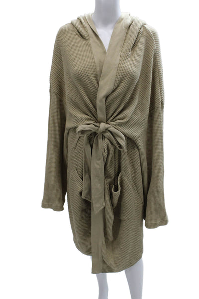 Polo Ralph Lauren Mens Cotton Blend Hooded Robe Beige Size L/XL
