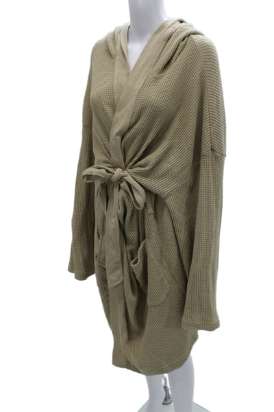 Polo Ralph Lauren Mens Cotton Blend Hooded Robe Beige Size L/XL