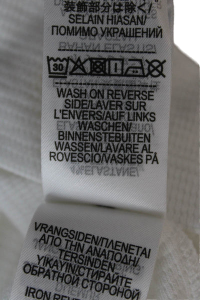 Lacoste Mens White Striped Cotton Pajama Top Crew Neck Long Sleeve Size 2XL