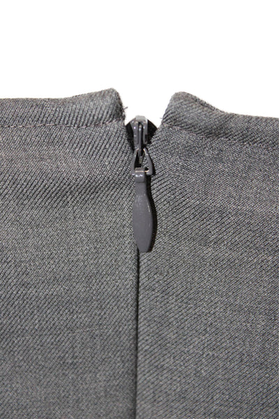 Paul & Joe Women Pencil Dress Gray Wool Square Neck Short Sleeve Zip Size 42