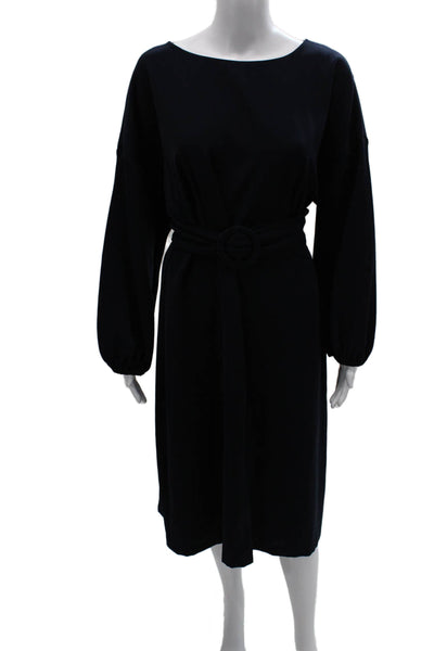 Sachin & Babi Women Shift Dress Blue Boat Neck Long Sleeve Midi Size 10